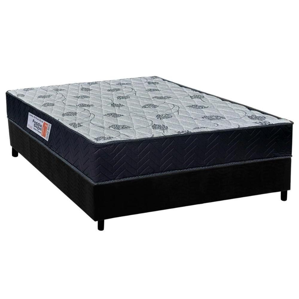 Cama Box Casal: Colchão Ortopédico Orthoflex Foggia Sogni Unic Face + Base CRC Suede Black(138x188) - 1