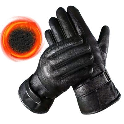 Luva Térmica para Motociclista Preta Impermeável Forrada Antiderrapante em Couro Pu Oem