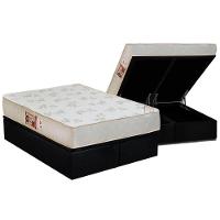 Cama Box Baú Queen: Colchão Espuma D33 Castor Sleep Max Relax + Base CRC Suede Black(158x198) - 1