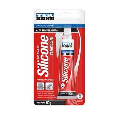 Silicone Alta Temperatura para Vedação Vermelho 50G Adesivo Selante Resistente a Óleo Tekbond