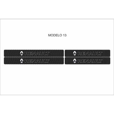 Soleira Automotiva para Portas Dianteiras e Traseiras Universal Kit 4 Adesivos Fibra de Carbono