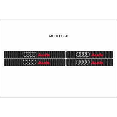 Soleira Automotiva para Portas Dianteiras e Traseiras Kit 4 Adesivos Universal Fibra de Carbono