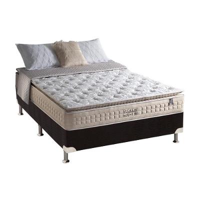 Cama Box Casal: Colchão Molas Ensacadas Anjos MasterPocket Confortable + Base CRC Suede Black(138x188)