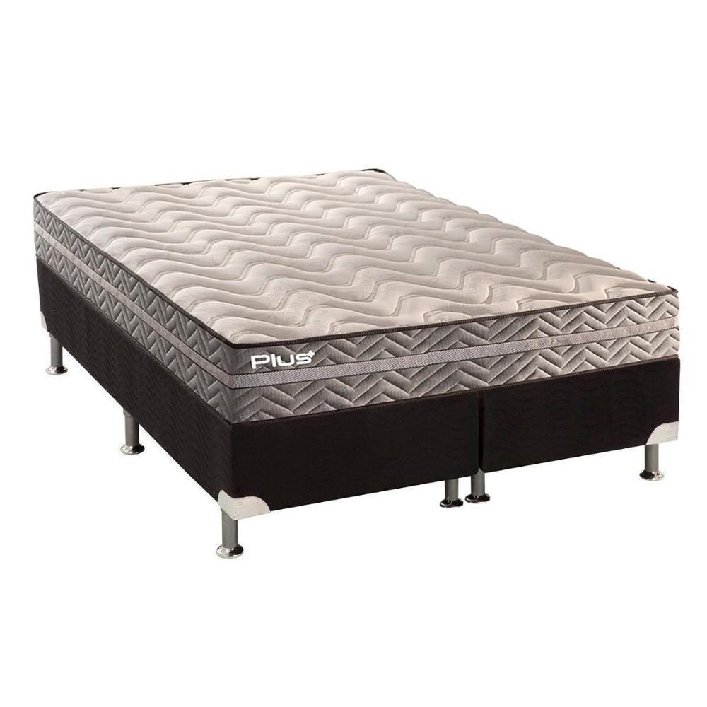 Cama Box Queen: Colchão Espuma D45 Paropas Pasquale Plus + Base CRC Suede Black(158x198) - 1