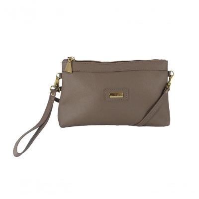 Bolsa Carteira Clutch  Transversal Couro Cor Cinza