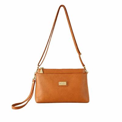 Bolsa Carteira Clutch  Transversal Couro Cor Caramelo