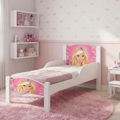 Cama Infantil Mini Completa Com Colchão Tema Barbie - Branco Barbie