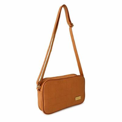 Bolsa Transversal  Matelassê Couro Cor Caramelo