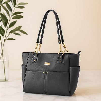 Bolsa Sacola  Shopper Couro Cor Preto