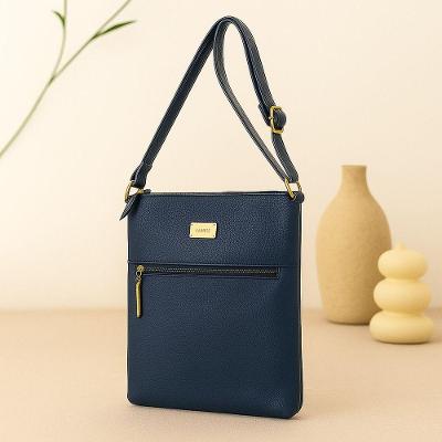 Bolsa Transversal  Couro Cor Azul Marinho