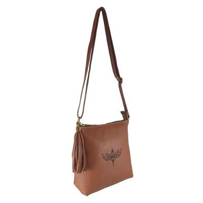 Bolsa Transversal Topgrife Estampa Ave Fenix Couro Cor Caramelo Tamanho único