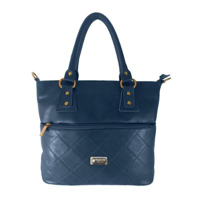 Bolsa Sacola  Shopper Couro Cor Azul Marinho