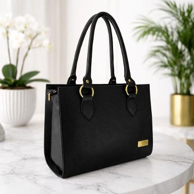 Bolsa Estruturada  Couro Cor Preto