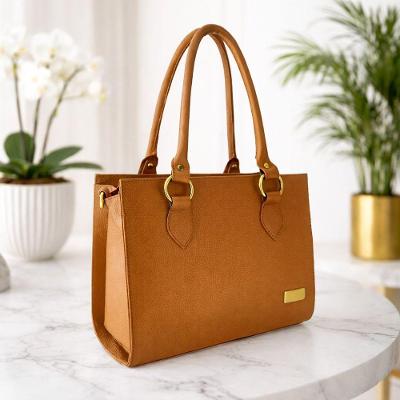Bolsa Estruturada  Couro Cor Caramelo