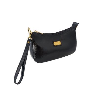Bolsa Carteira Clutch  Transversal Couro Cor Verniz Preto