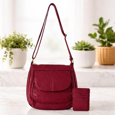 Kit Bolsa E Porta Cartões  Couro Cor Bordô