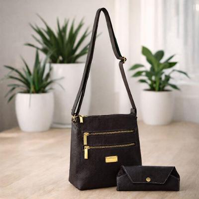 Kit Bolsa E Porta Oculos  Couro Cor Marrom