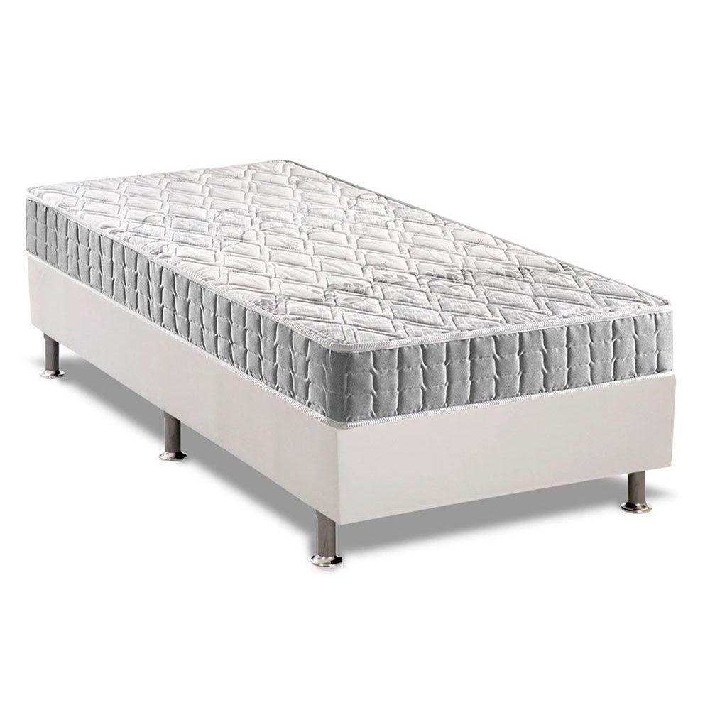 Cama Box Solteiro: Colchão Espuma D33 Anjos Orthosono + Base CRC Courano White(88x188) - 1