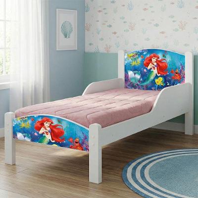 Mini Cama Infantil Com Pés De Madeira Design Ariel Para Quarto Infantil - Branco Ariel