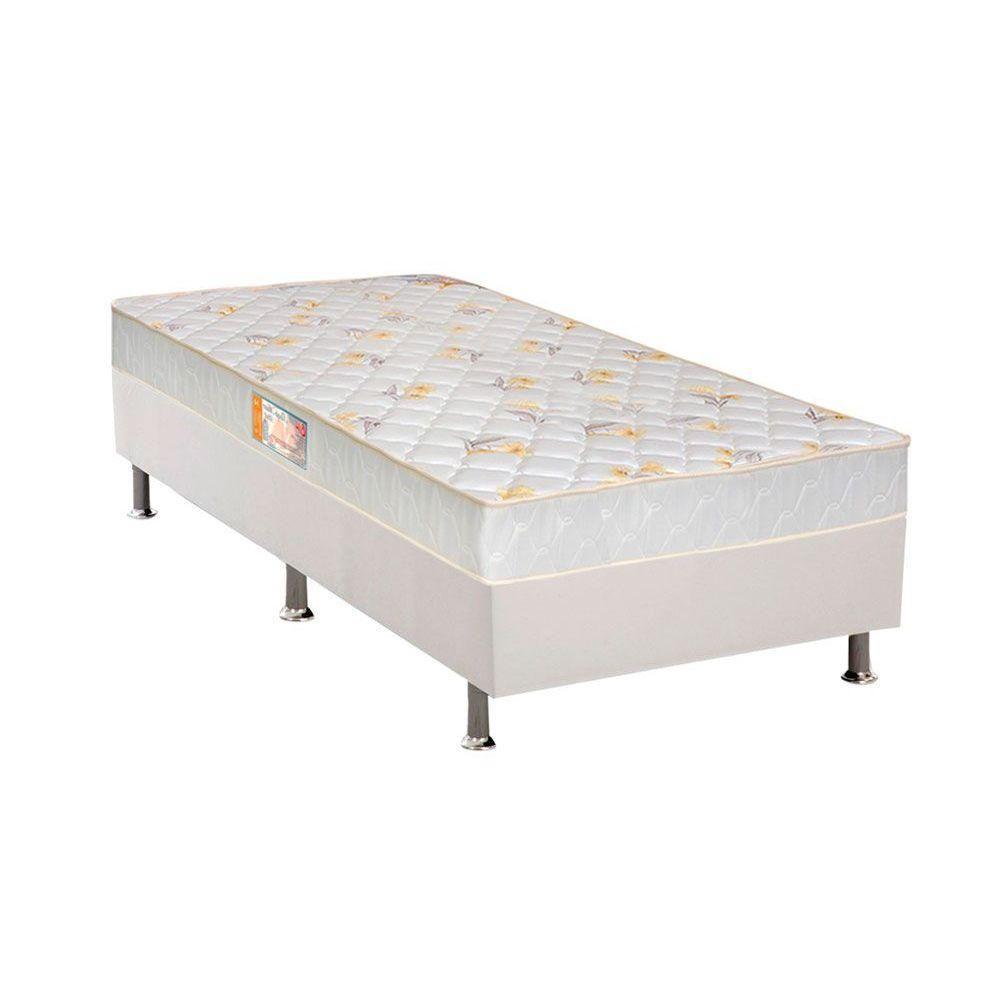 Cama Box Solteiro: Colchão Espuma Castor D28 Sleep Max + Base CRC Courano White(88x188) - 1