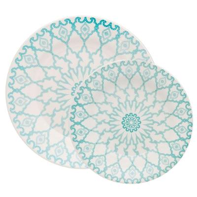 Kit Pratos Rasos E Fundos Donna Mandala 12 Peças Oxford Cerâmica