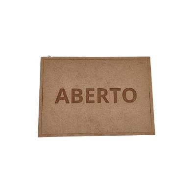 Placa de Sinalização 1-2 Oficio Aberto [F031] em MDF Gravado a Laser Natural Trovarelli Móveis