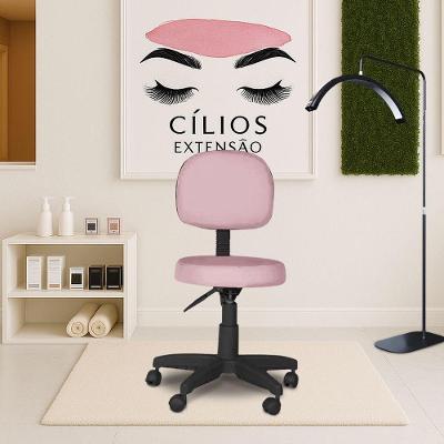 Cadeira Mocho Para Salão Estética Cílios Sobrancelha Rosa