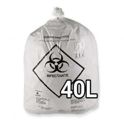 Saco de Lixo para Resíduos Infectantes 40 Litros 100 Unidades Branco Higipack