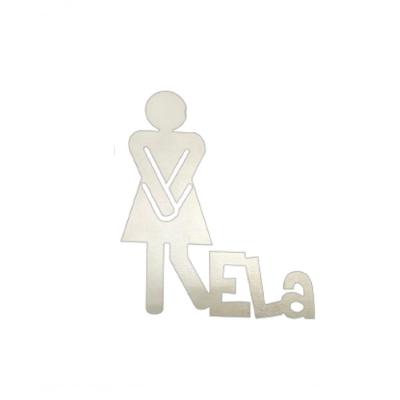 Plaquinha para Banheiro Feminino Ela 3mm Branco em MDF Cortado a Laser com Fita Dupla Face