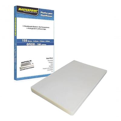 Plástico Plastificação Ofício 100 Folhas 226x340 125 Micras