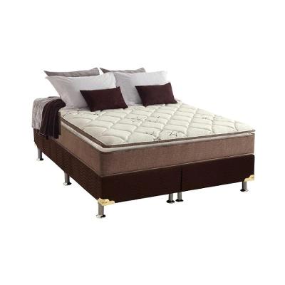 Cama Box Queen: Colchão Ortopédico Anjos D28/AG65 Star + Base CRC Suede Brown(158x198)