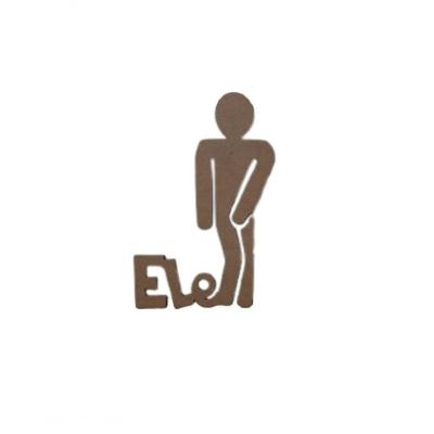 Plaquinha para Banheiro Masculino [F031] MDF 3MM com Fita Dupla Face Natural Trovarelli Móveis