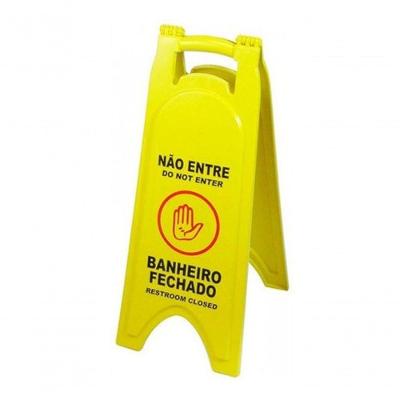 Placa Sinalizadora Banheiro Fechado para Aviso de Indisponibilidade Preto Higipack