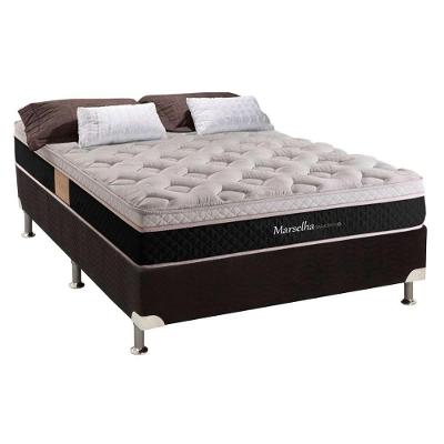 Cama Box Casal: Colchão Molas Herval Maxspring Marselha + Base Crc Suede Black(138X188)