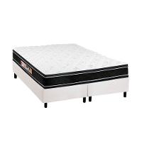 Cama Box King: Colchão Espuma Castor D33 Black e White Double Face + Base CRC Courano White(193x203) - 1