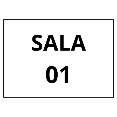 Placa de Sinalização 1-2 Oficio Sala 01 em MDF Gravado a Laser Branco Trovarelli Móveis