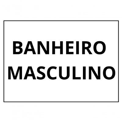 Placa de Sinalização 1-2 Oficio Banheiro Masculino MDF Gravado a Laser Branco Trovarelli Móveis