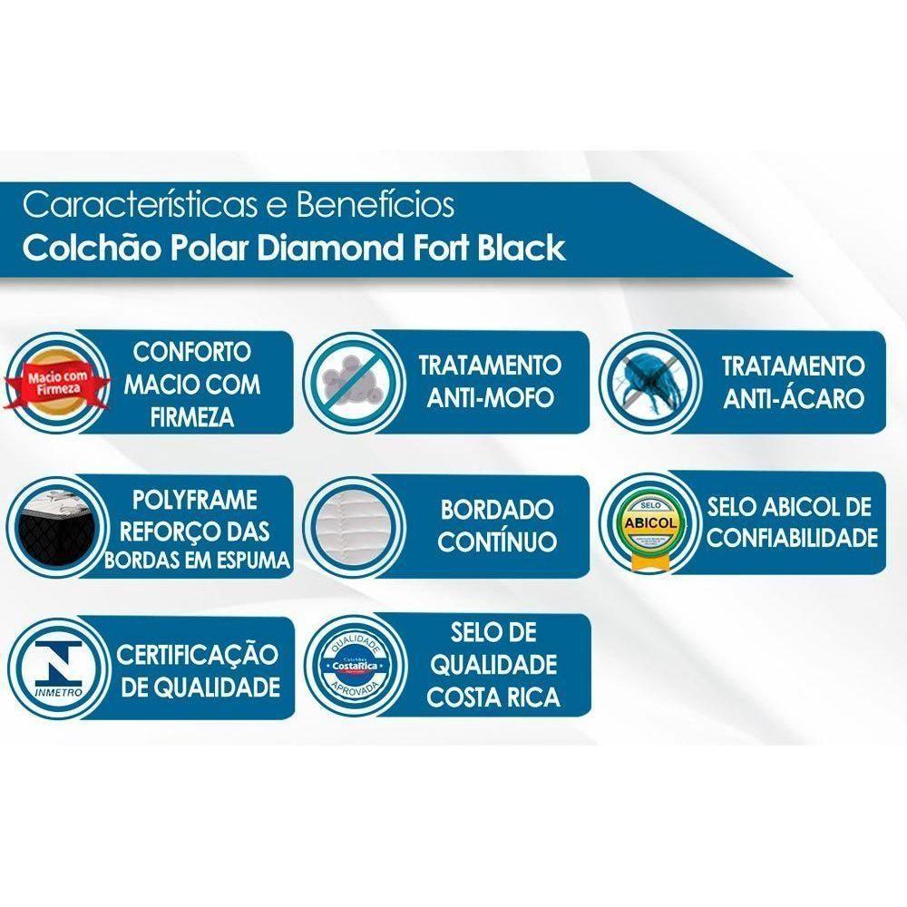 Cama Box Solteiro: Colchão Molas Polar Superlastic Diamond + Base Crc Rústico Black(88X188) - 6