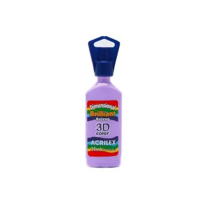 Tinta Relevo Dimensional Brilhante 35ML Lilás para Tecidos, Madeira, Isopor, Cerâmica e Papel
