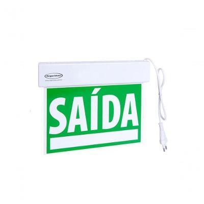 Sinalização de Saída de Emergência SLIM Dupla Face com Bateria Ni-Cd Verde Segurimax