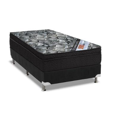 Cama Box Solteiro: Colchão Molas Ortobom Nanolastic ISO Firme + Base CRC Suede Black(78x188)