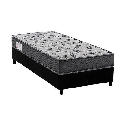 Cama Box Solteiro: Colchão Espuma D33 Ortobom /EP Fort Tech ISO 100 + Base CRC Suede Black(88x188)