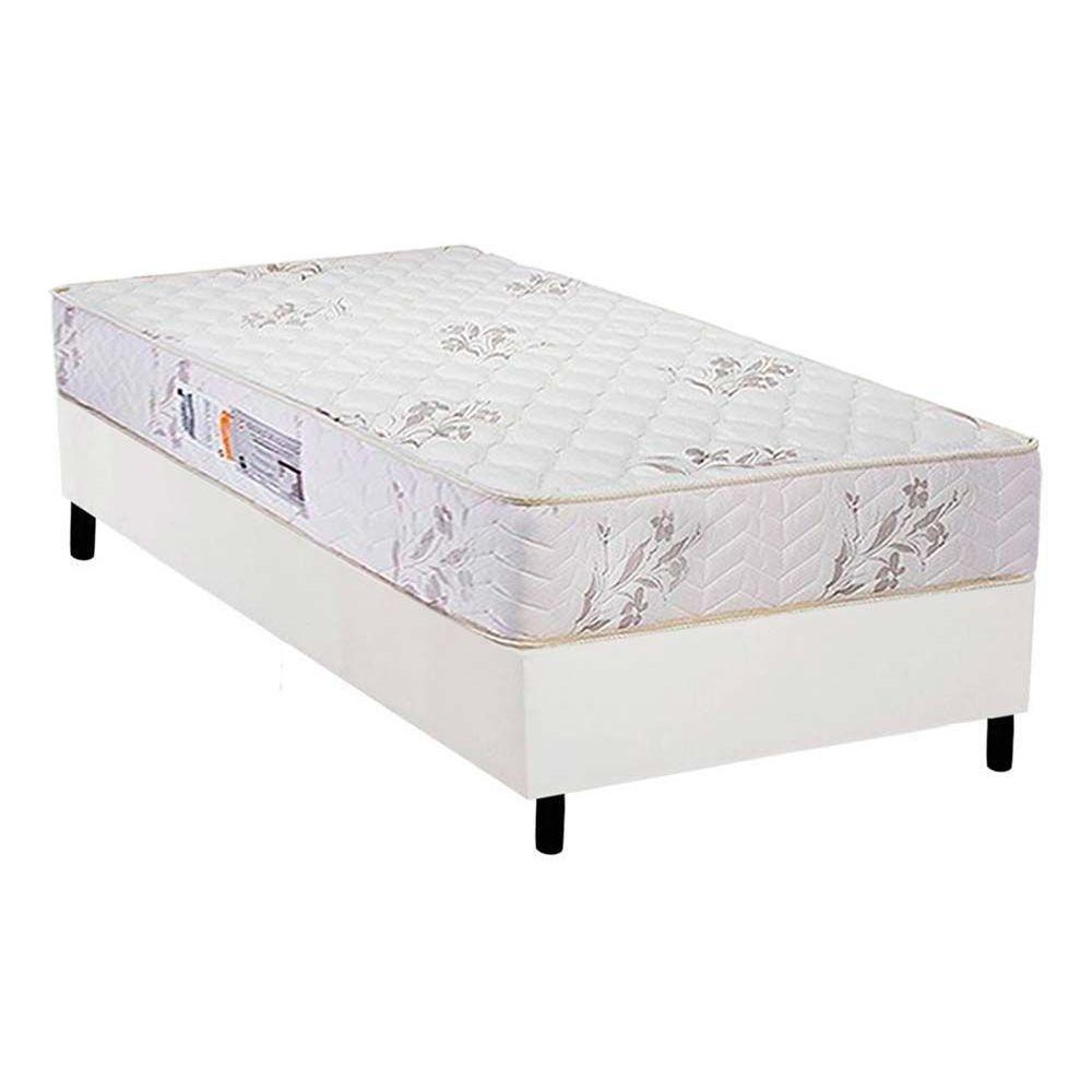 Cama Box Solteiro: Colchão Espuma Luckspuma D45 Gran Luck + Base CRC Courano White(88x188) - 1