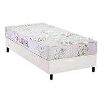 Cama Box Solteiro: Colchão Espuma Luckspuma D45 Gran Luck + Base CRC Courano White(88x188) - 1