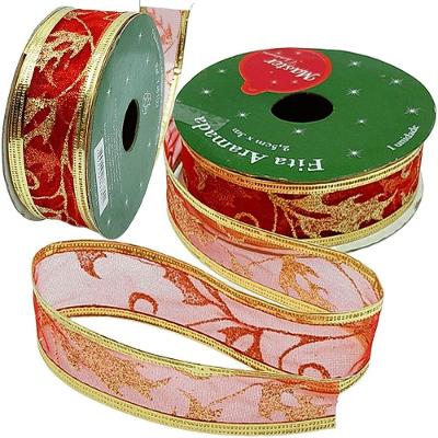Kit 4 Rolos Fita Aramada Natalina para Artesanato Decoração e Embalagens 2 e 5cm X 3m Vermelho