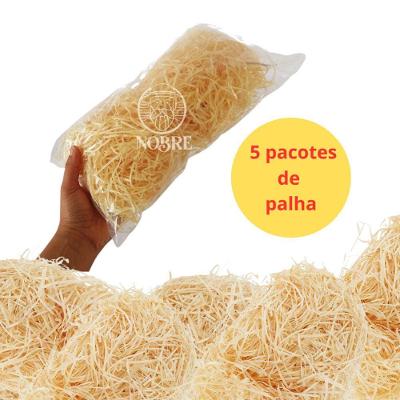 Palha Decorativa Natural para Cestas em Madeira 40 g Bege Kit 5 Pacotes OEM