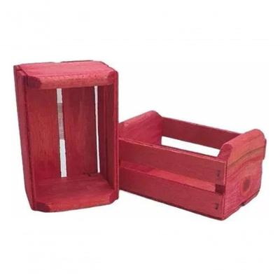 Mini Caixote Natural-colorido em MDF 12CM X 8CM X 6CM Amadeirado Kit 2 Unidades Premium Colchões