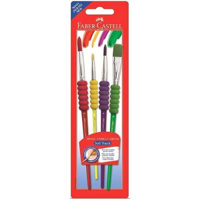 Kit de Pincéis para Pintura Soft Touch com Área de Pega Macia 4 Unidades Faber-Castell
