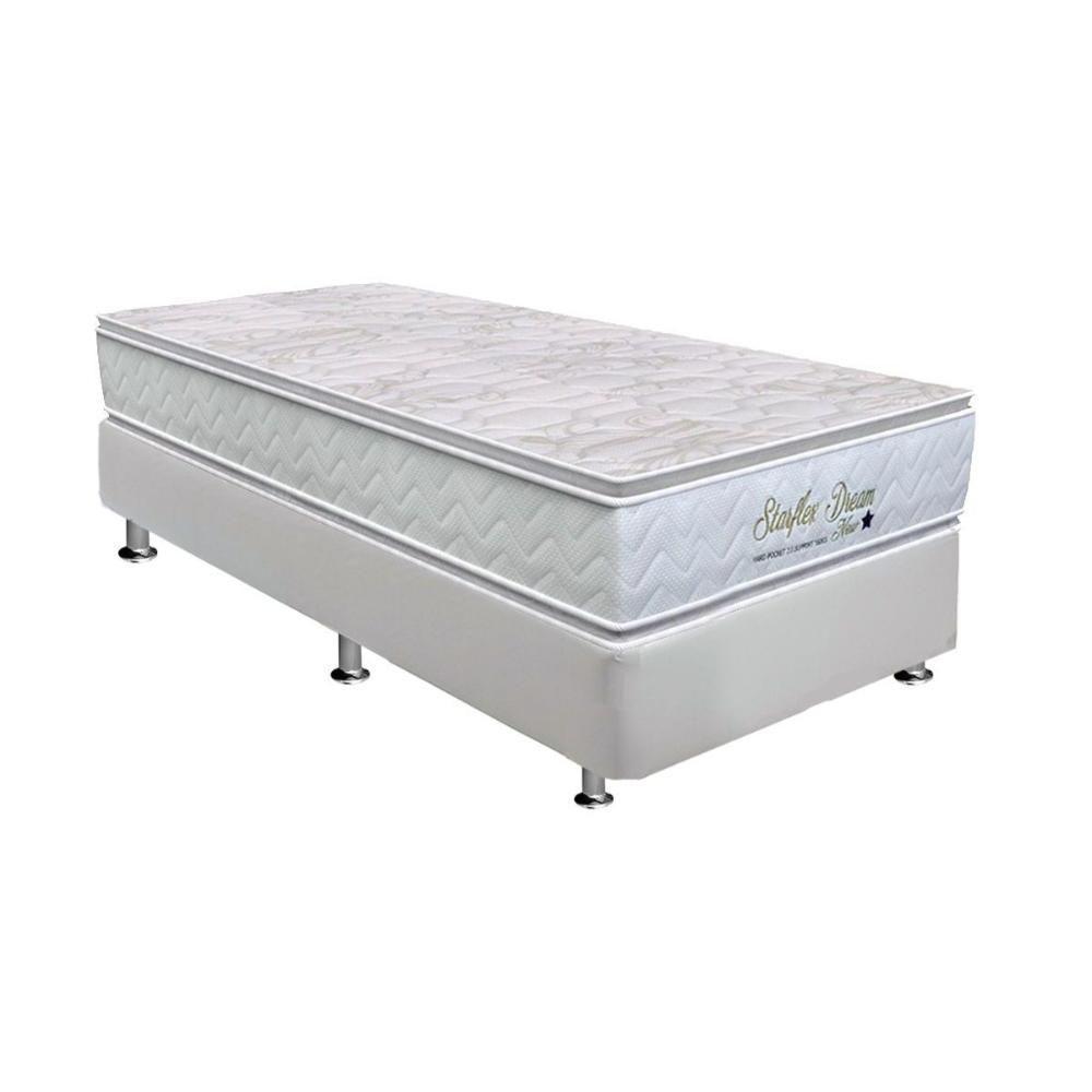 Cama Box Solteiro: Colchão Molas Ensacadas Orthoflex Starflex Dream+Base White(88X188) - 1