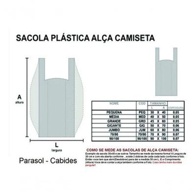 Sacola Plástica Sacola Alça Camiseta 70x90 Pacote 10KG Reforçada Branca Higipack
